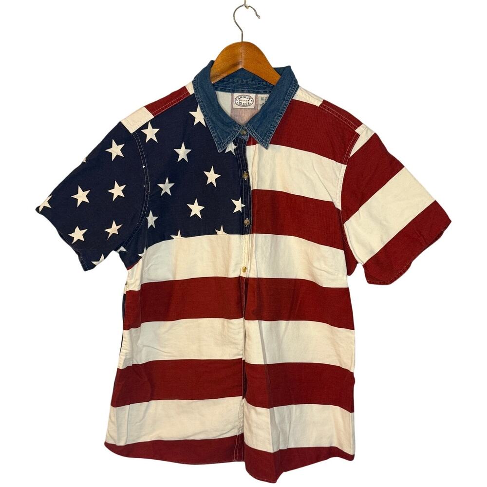 Vintage Carolina Blues American Flag Denim Top Plus Size Size 18